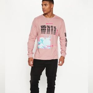 Men’s Big Vapor Wave Long Sleeve Tee - Rose Size Large